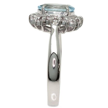 0.95ct Aquamarine Diamond Ring Platinum PT900 4.3g　Ladies