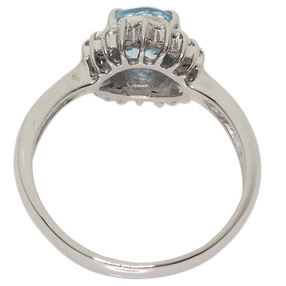 0.95ct Aquamarine Diamond Ring Platinum PT900 4.3g　Ladies