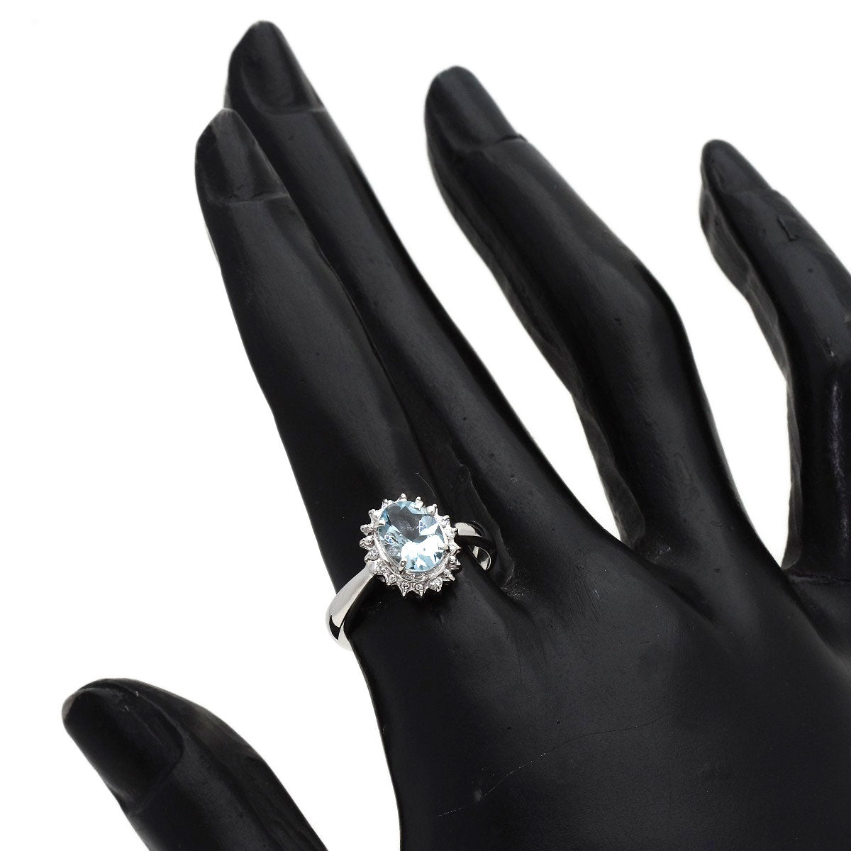 0.95ct Aquamarine Diamond Ring Platinum PT900 4.3g　Ladies