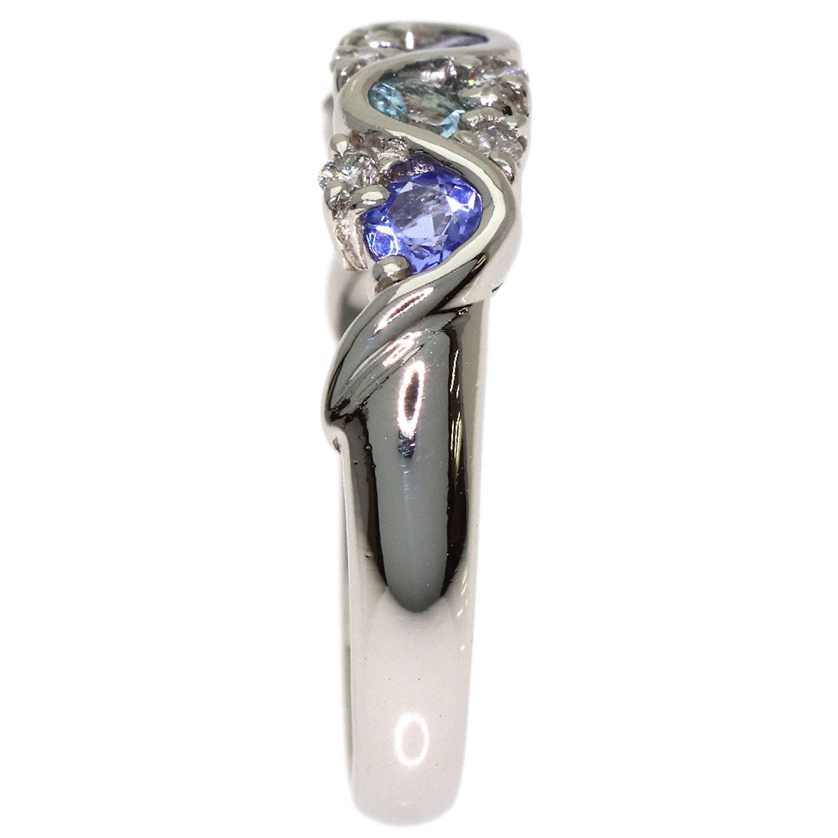 Aquamarine Tanzanite Diamond Ring Platinum PT900 5.4g　Ladies