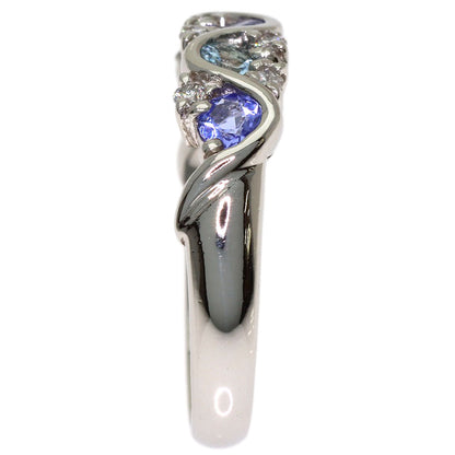 Aquamarine Tanzanite Diamond Ring Platinum PT900 5.4g　Ladies
