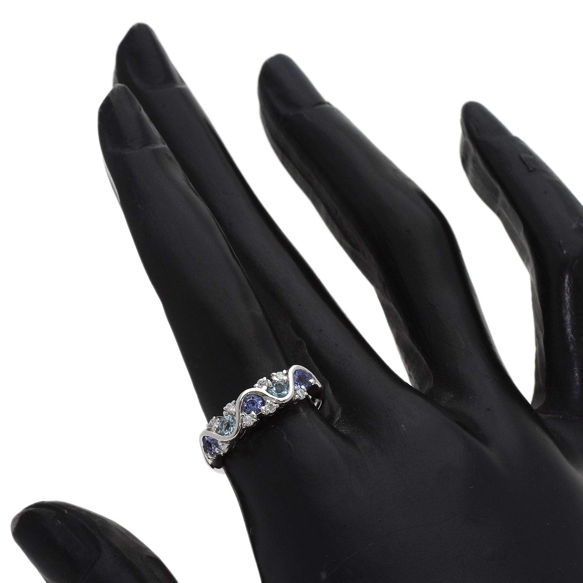 Aquamarine Tanzanite Diamond Ring Platinum PT900 5.4g　Ladies