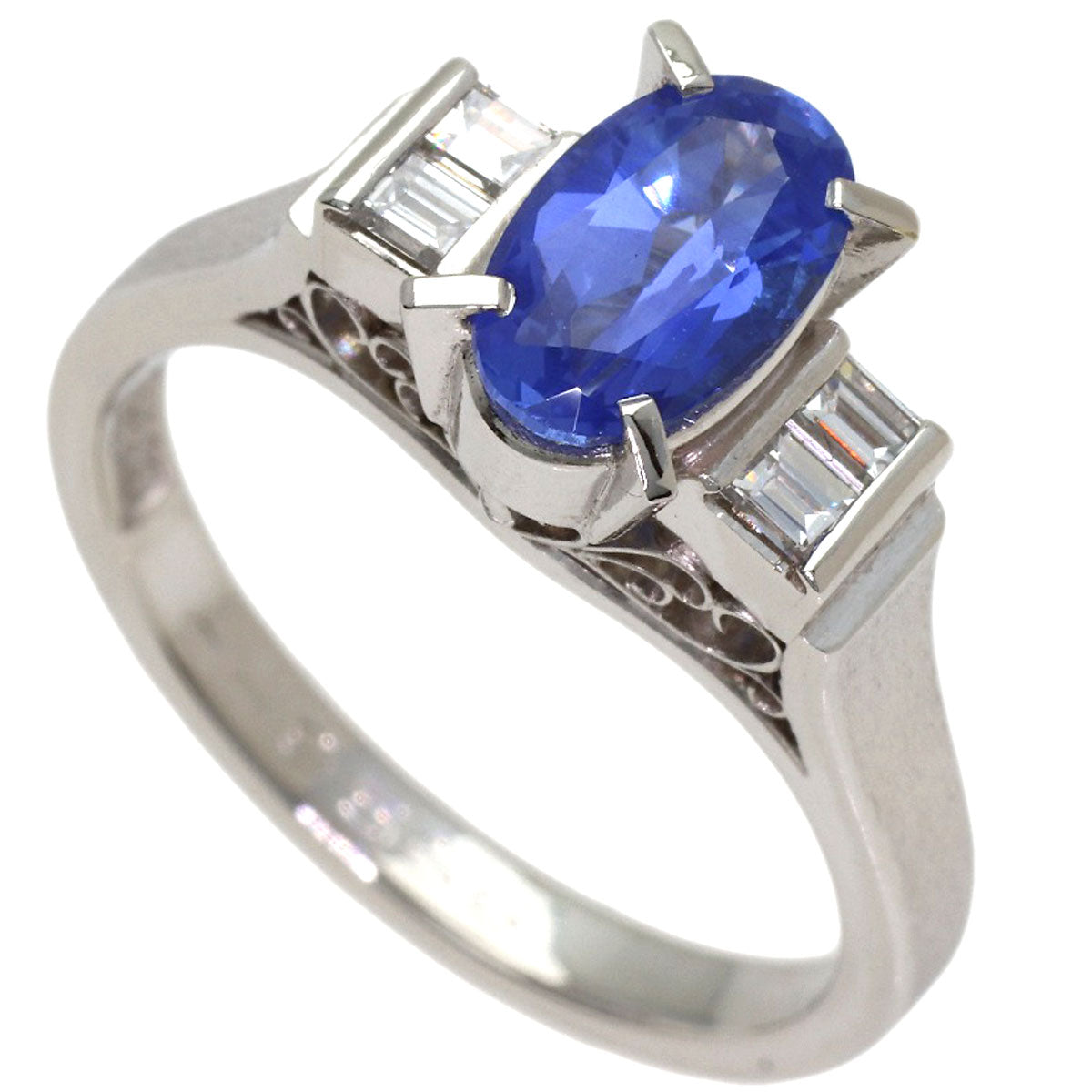 1.36ct Sapphire Diamond Ring PlatinumPM900 6.6g　Ladies