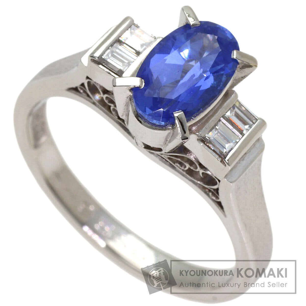 1.36ct Sapphire Diamond Ring PlatinumPM900 6.6g　Ladies