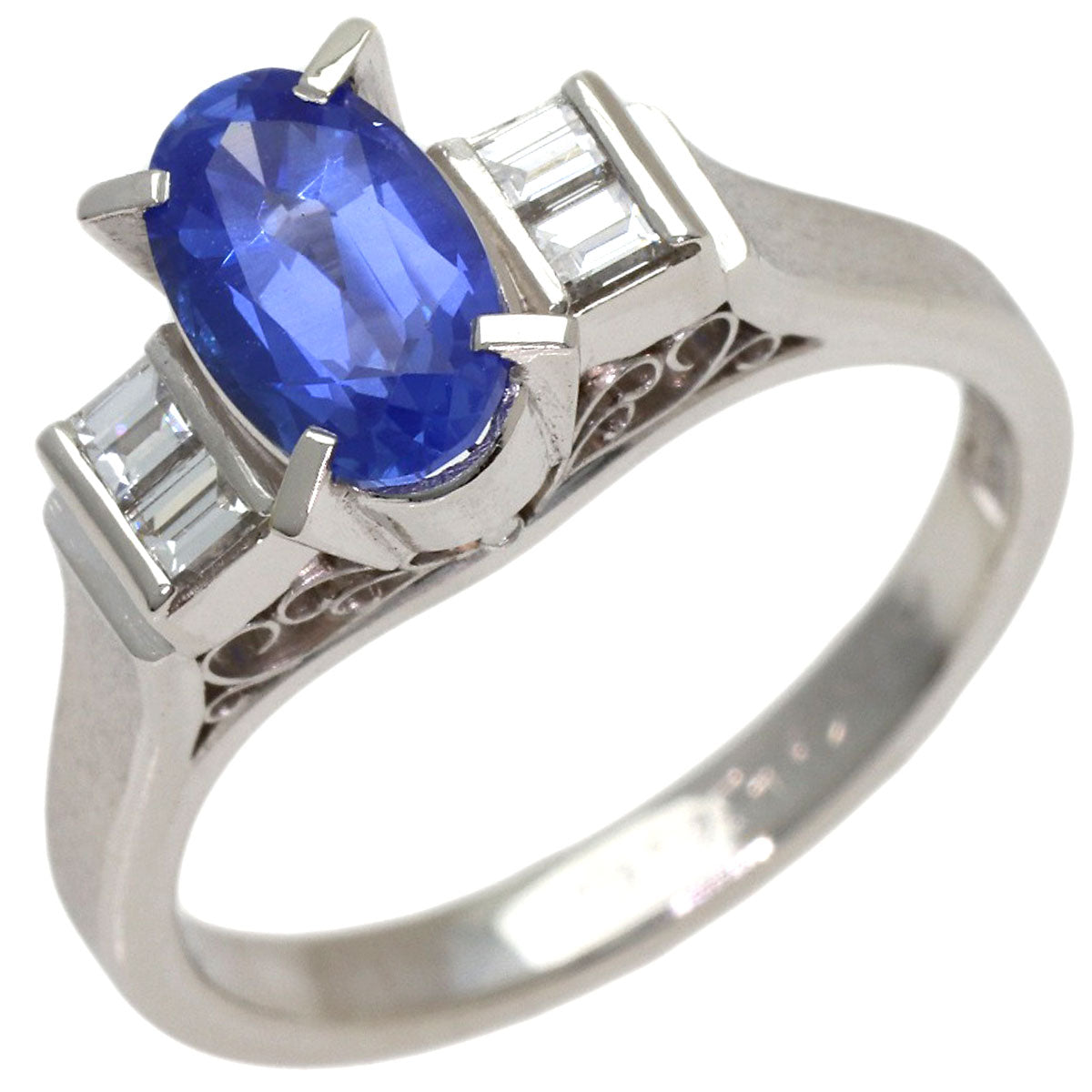 1.36ct Sapphire Diamond Ring PlatinumPM900 6.6g　Ladies