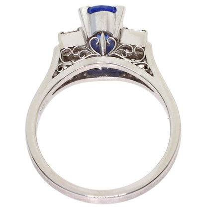 1.36ct Sapphire Diamond Ring PlatinumPM900 6.6g　Ladies