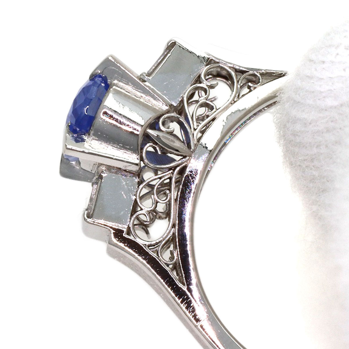 1.36ct Sapphire Diamond Ring PlatinumPM900 6.6g　Ladies
