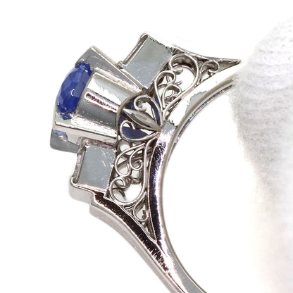 1.36ct Sapphire Diamond Ring PlatinumPM900 6.6g　Ladies