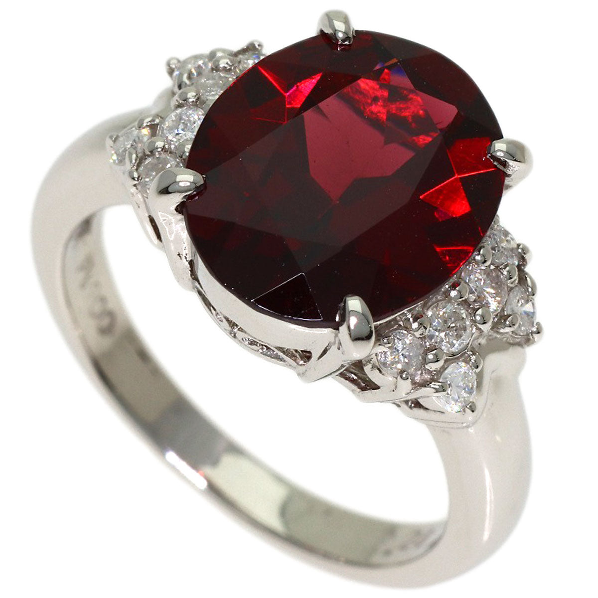 Garnet Diamond Ring Platinum PT900 6.7g　Ladies