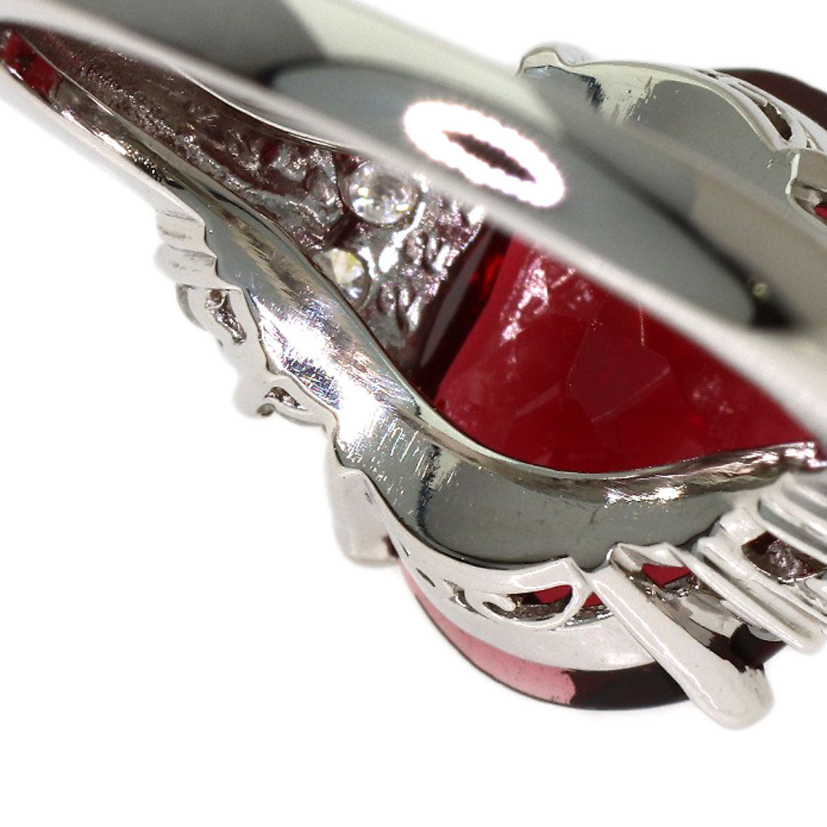 Garnet Diamond Ring Platinum PT900 6.7g　Ladies