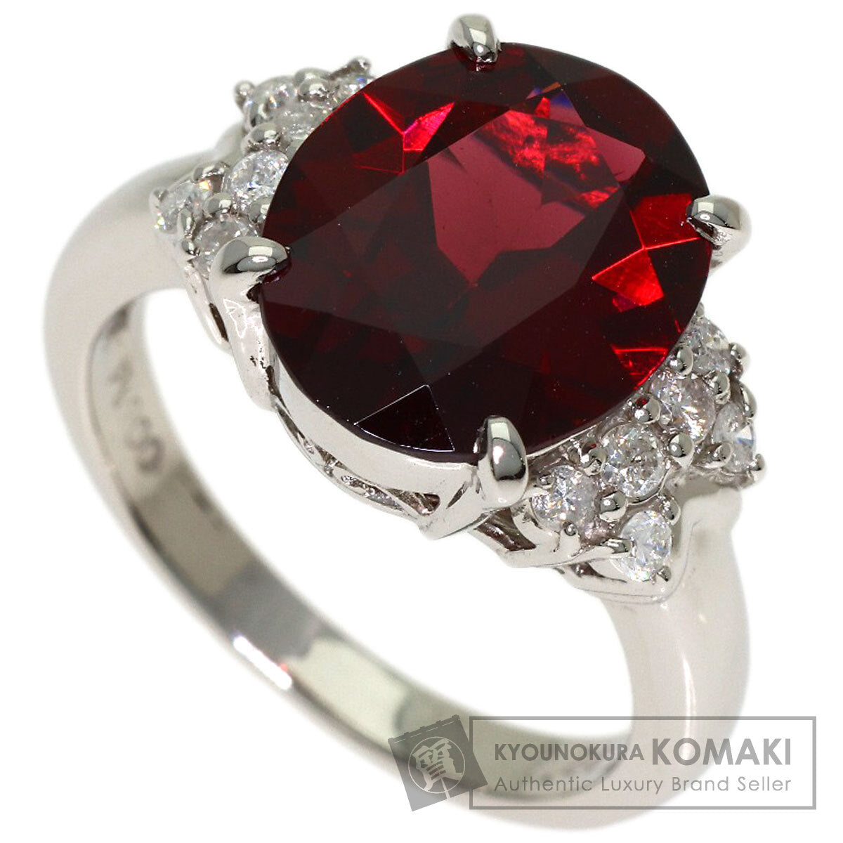 Garnet Diamond Ring Platinum PT900 6.7g　Ladies