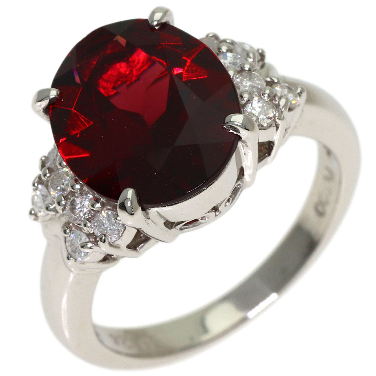 Garnet Diamond Ring Platinum PT900 6.7g　Ladies