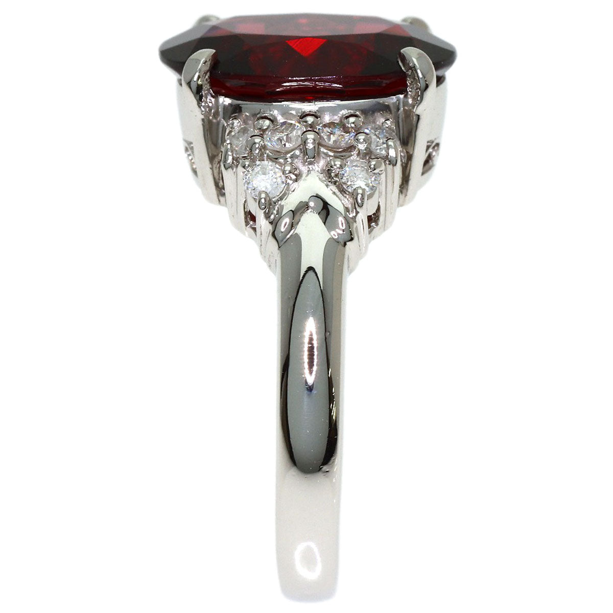 Garnet Diamond Ring Platinum PT900 6.7g　Ladies