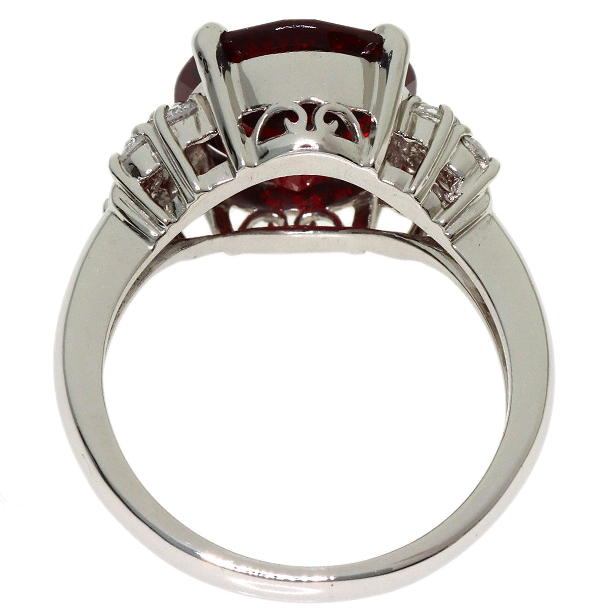 Garnet Diamond Ring Platinum PT900 6.7g　Ladies