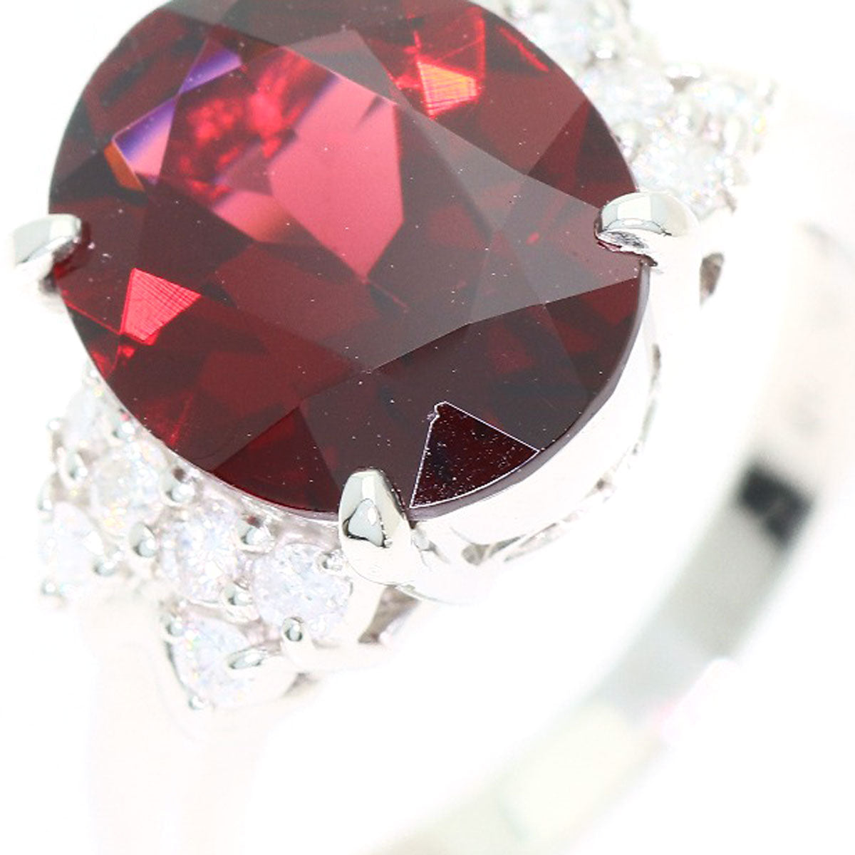 Garnet Diamond Ring Platinum PT900 6.7g　Ladies