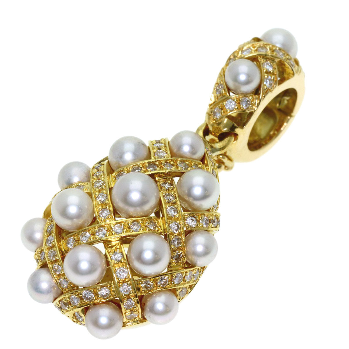 Baby Pearl Diamond Pendant top K18 Yellow Gold 12g　Ladies