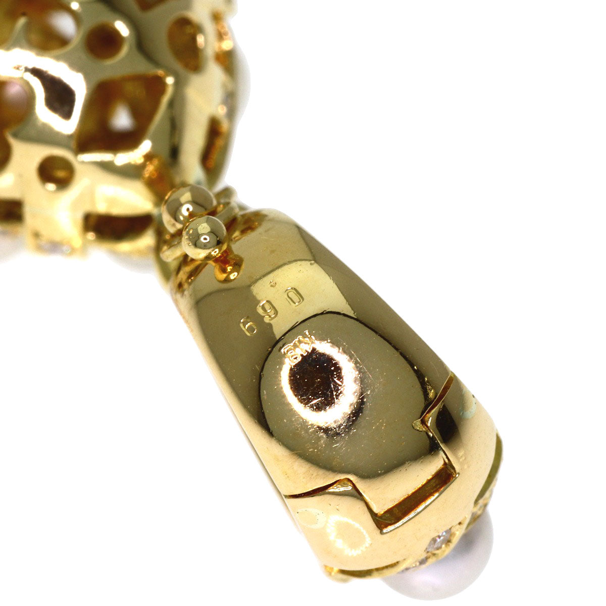 Baby Pearl Diamond Pendant top K18 Yellow Gold 12g　Ladies