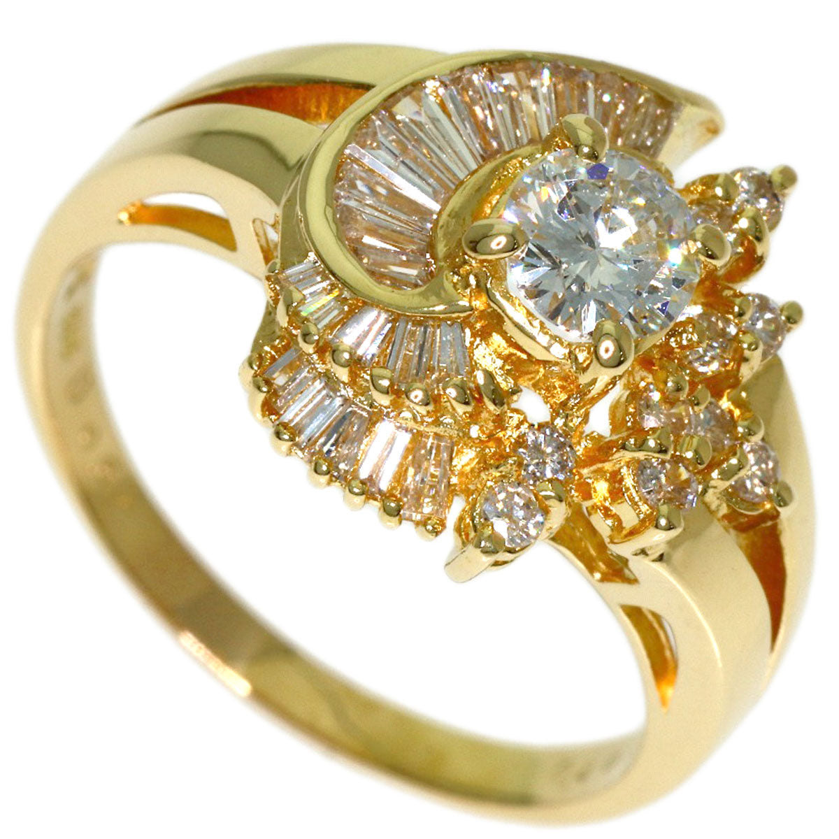 0.4ct Diamond Ring K18 Yellow Gold 5.74g　Ladies