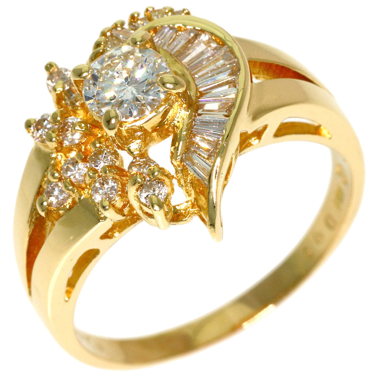 0.4ct Diamond Ring K18 Yellow Gold 5.74g　Ladies