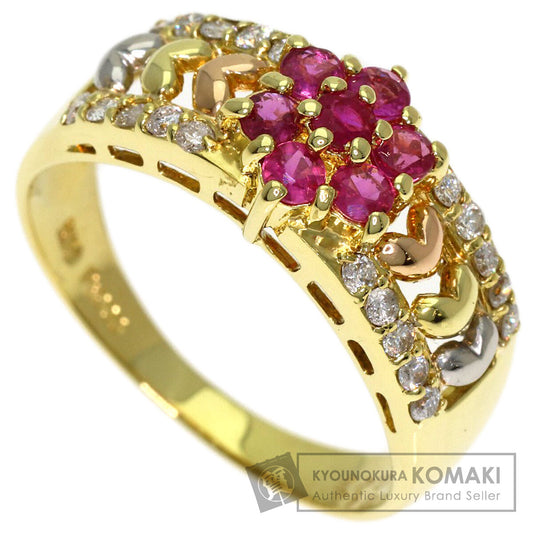0.43ct Ruby Diamond Ring K18 Yellow Gold PT900 3.6g　Ladies