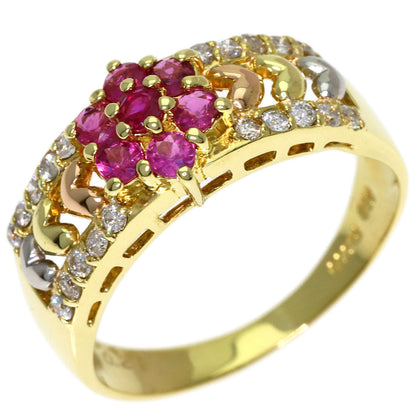 0.43ct Ruby Diamond Ring K18 Yellow Gold PT900 3.6g　Ladies