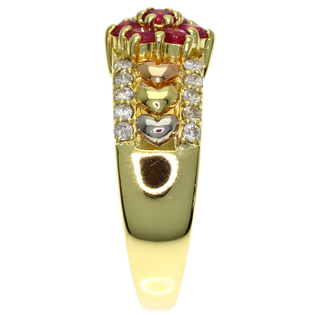0.43ct Ruby Diamond Ring K18 Yellow Gold PT900 3.6g　Ladies