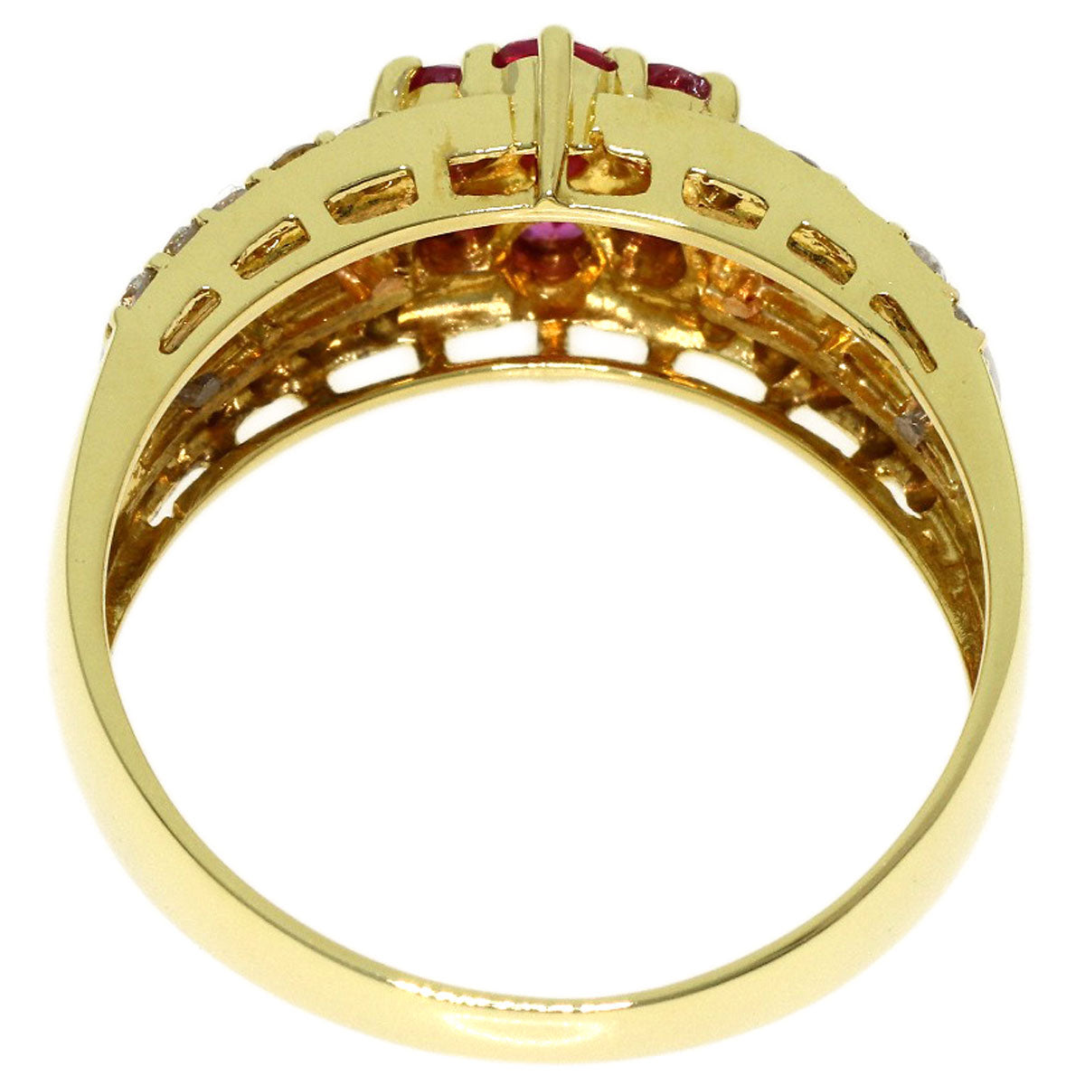 0.43ct Ruby Diamond Ring K18 Yellow Gold PT900 3.6g　Ladies