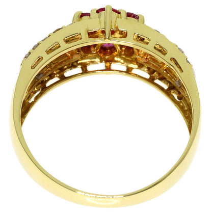 0.43ct Ruby Diamond Ring K18 Yellow Gold PT900 3.6g　Ladies