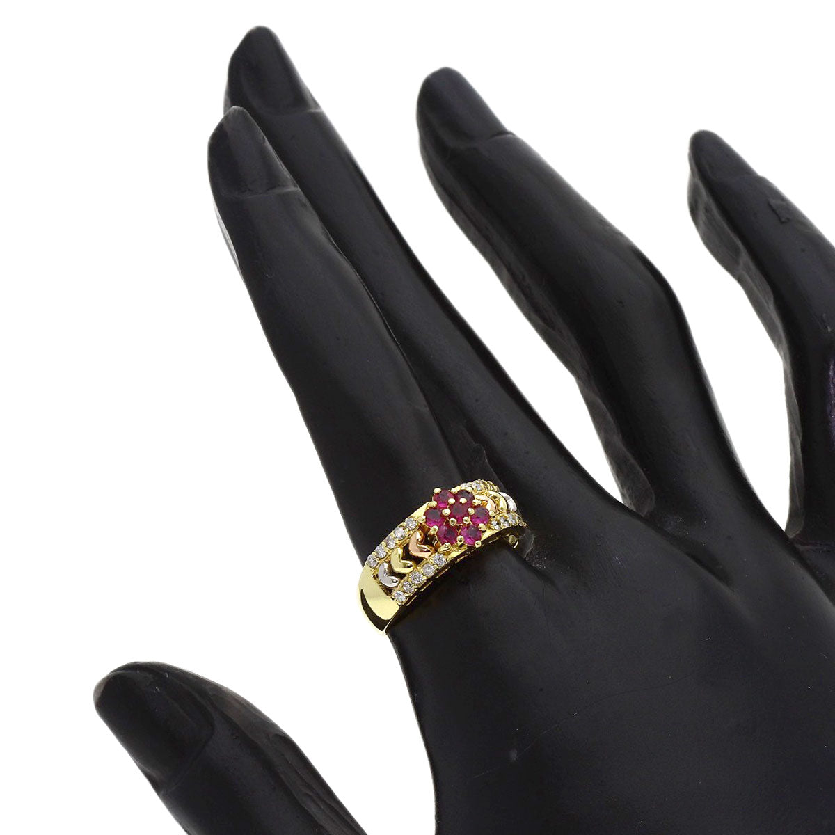 0.43ct Ruby Diamond Ring K18 Yellow Gold PT900 3.6g　Ladies