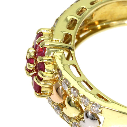 0.43ct Ruby Diamond Ring K18 Yellow Gold PT900 3.6g　Ladies