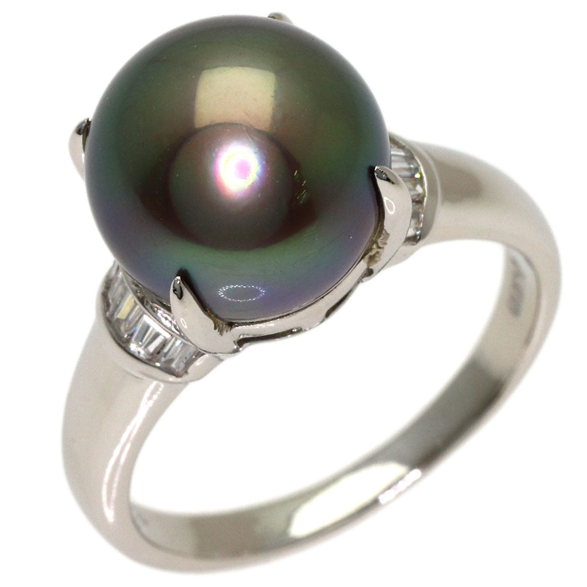 Pearl Pearl Diamond Ring Platinum PT900 6.5g　Ladies