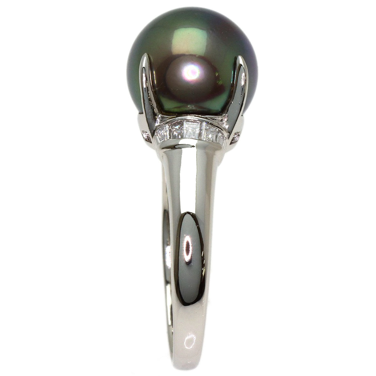 Pearl Pearl Diamond Ring Platinum PT900 6.5g　Ladies