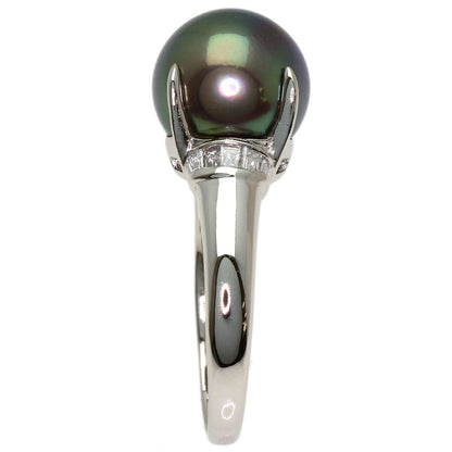 Pearl Pearl Diamond Ring Platinum PT900 6.5g　Ladies