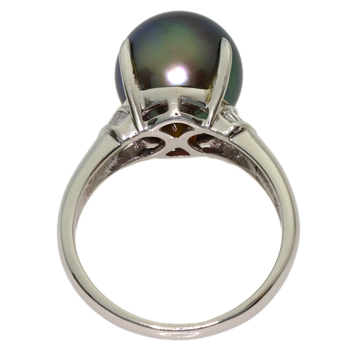 Pearl Pearl Diamond Ring Platinum PT900 6.5g　Ladies