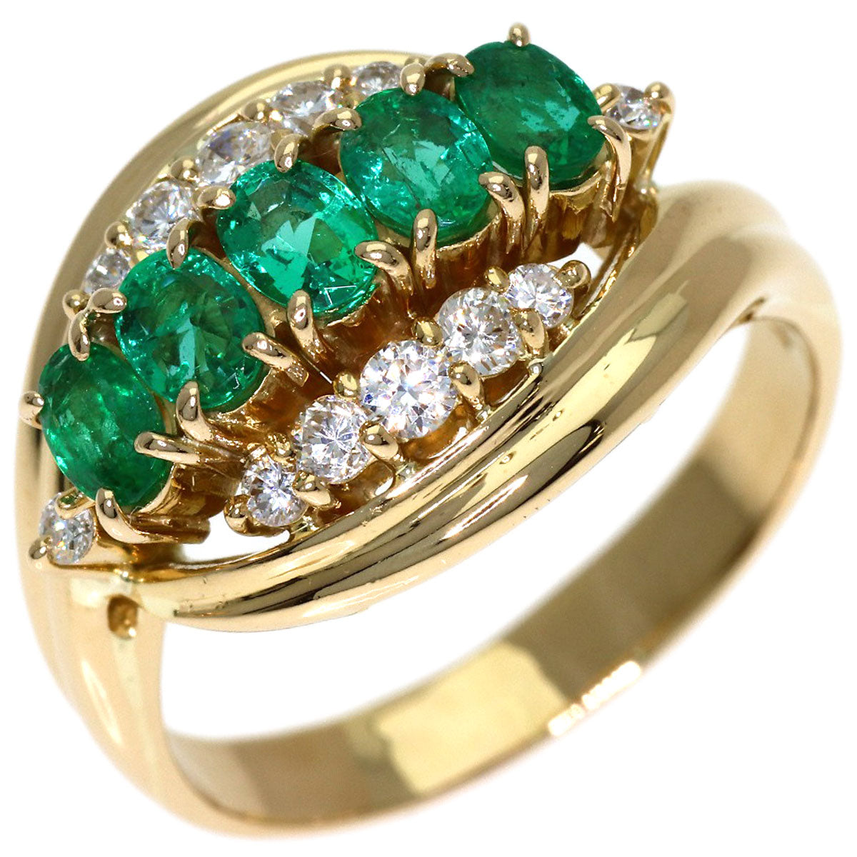 0.95ct Emerald Diamond Ring K18 Yellow Gold 8.2g　Ladies