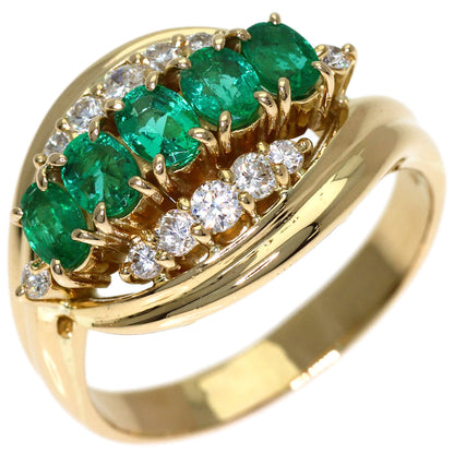 0.95ct Emerald Diamond Ring K18 Yellow Gold 8.2g　Ladies