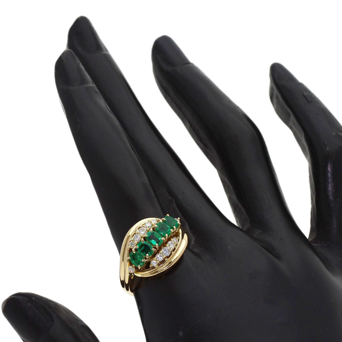 0.95ct Emerald Diamond Ring K18 Yellow Gold 8.2g　Ladies