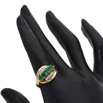 0.95ct Emerald Diamond Ring K18 Yellow Gold 8.2g　Ladies