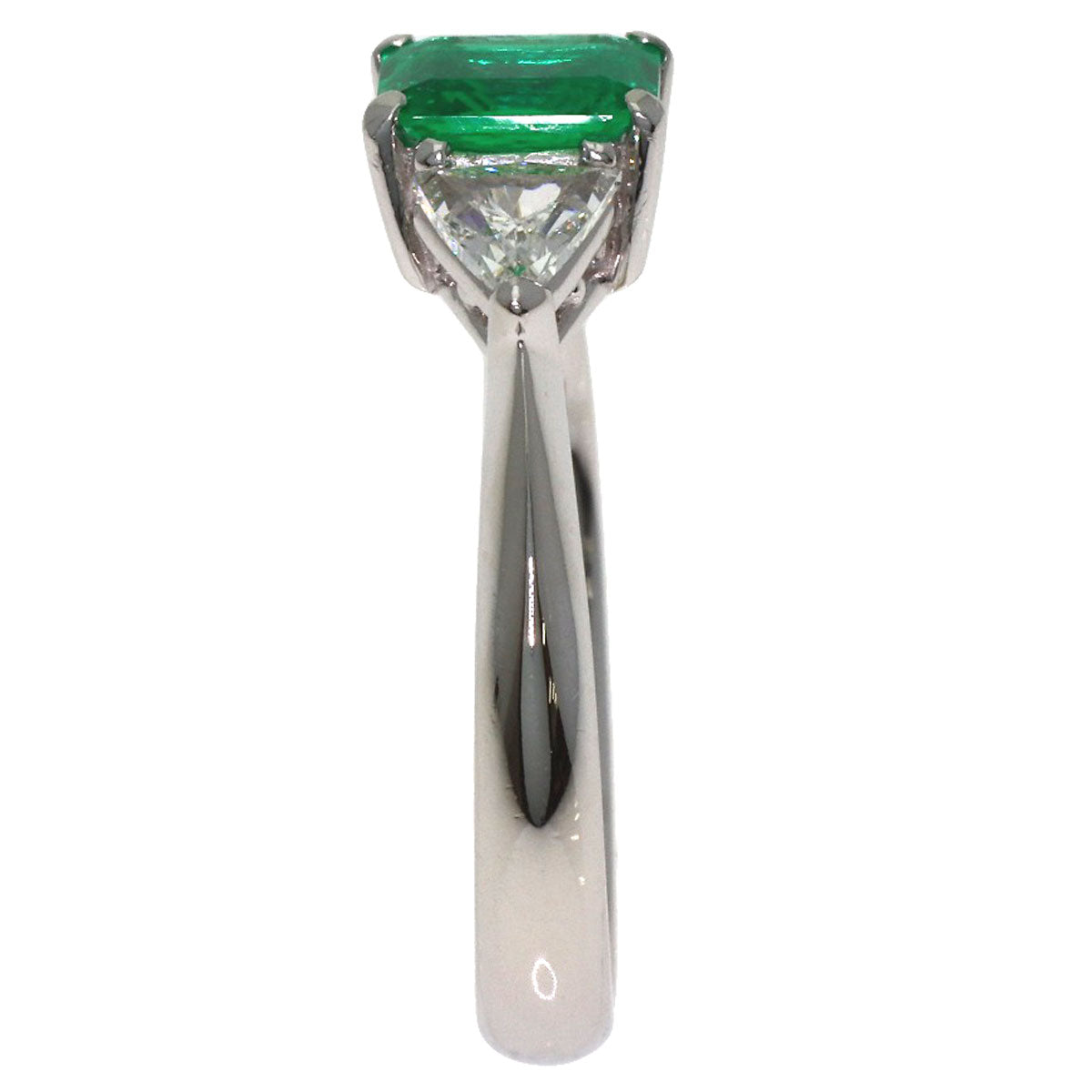 0.49ct Emerald Diamond Ring Platinum PT900 4.8g　Ladies