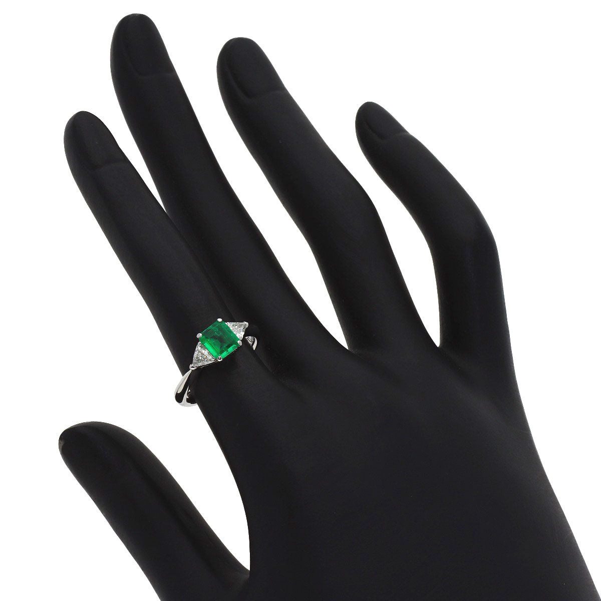 0.49ct Emerald Diamond Ring Platinum PT900 4.8g　Ladies
