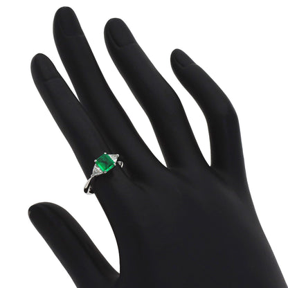 0.49ct Emerald Diamond Ring Platinum PT900 4.8g　Ladies