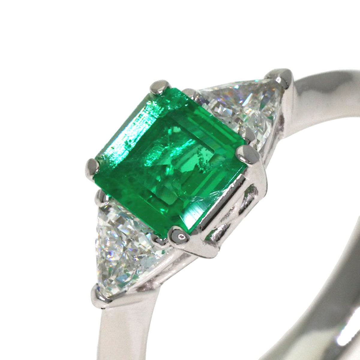 0.49ct Emerald Diamond Ring Platinum PT900 4.8g　Ladies