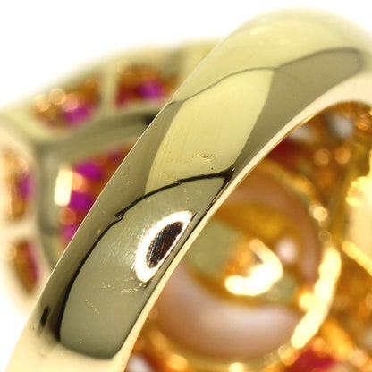 1.95ct Pearl Pearl Ruby Diamond Ring K18 Yellow Gold 16g　Ladies