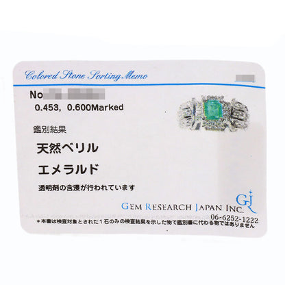 0.453ct Emerald Diamond Ring Platinum PT900 12.4g　Ladies