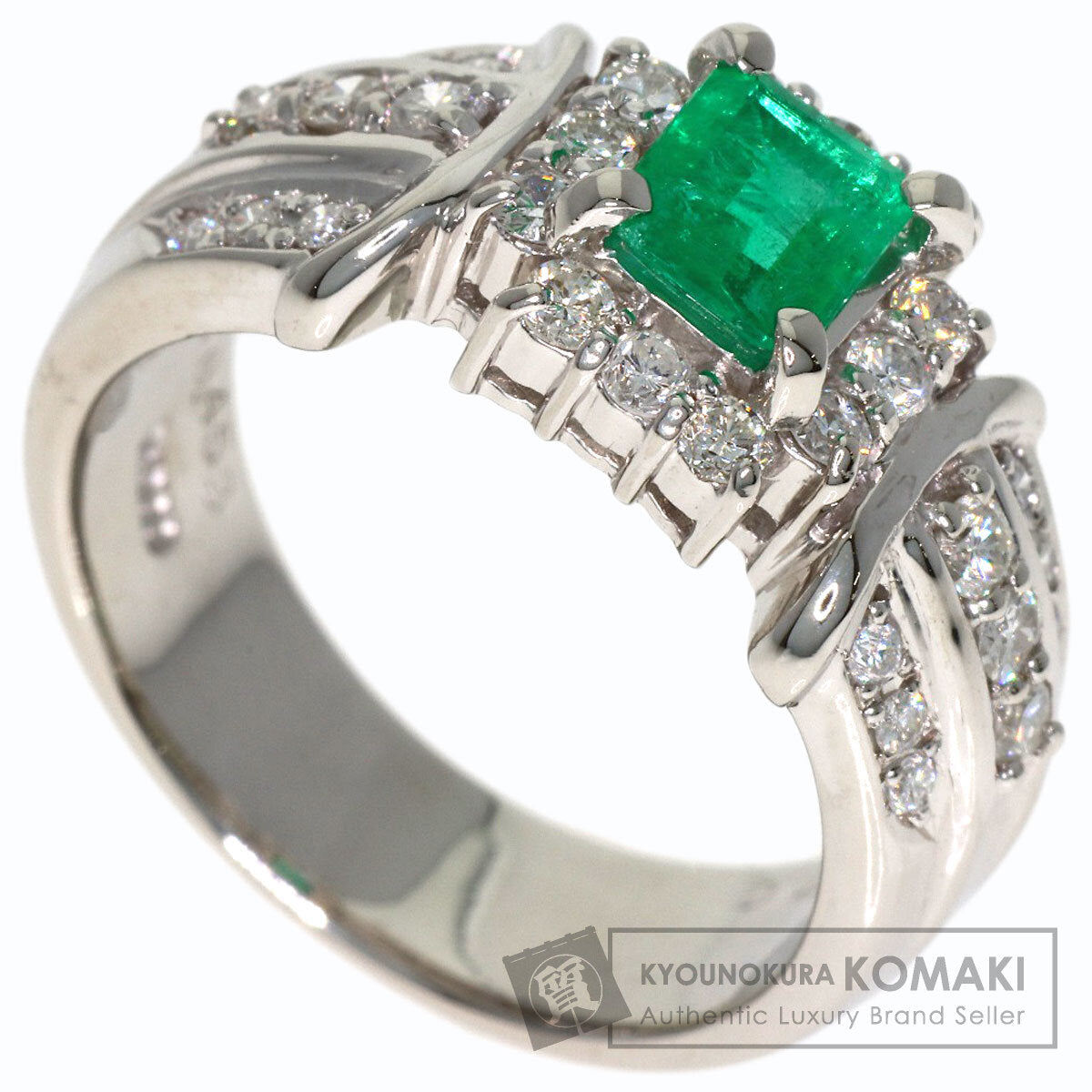 0.453ct Emerald Diamond Ring Platinum PT900 12.4g　Ladies