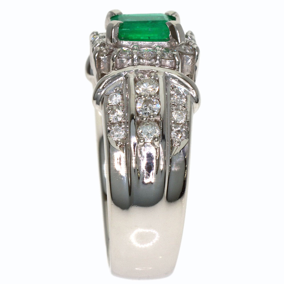 0.453ct Emerald Diamond Ring Platinum PT900 12.4g　Ladies