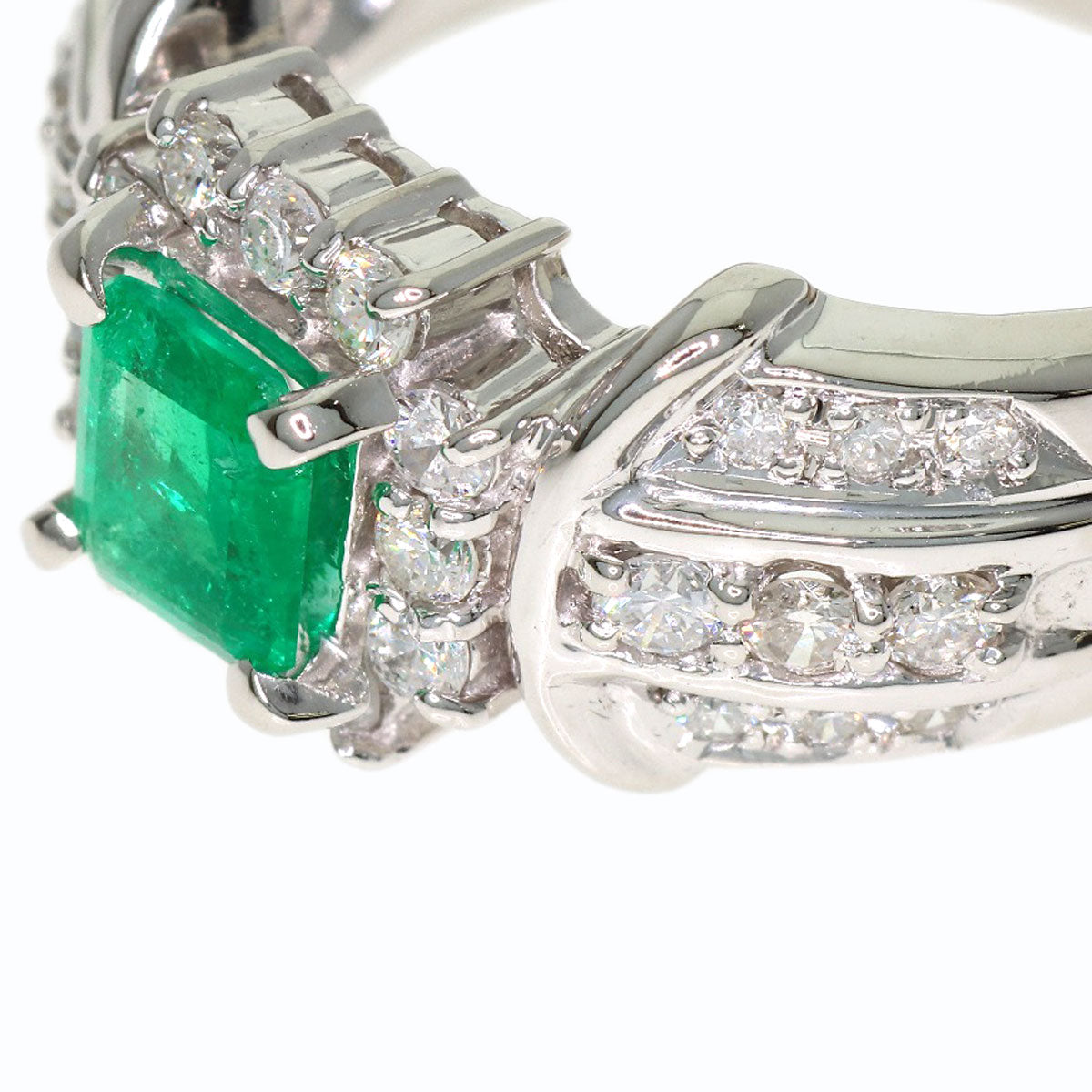 0.453ct Emerald Diamond Ring Platinum PT900 12.4g　Ladies