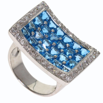3.9ct Blue Topaz Diamond Ring K18 White Gold 11.9g　Ladies