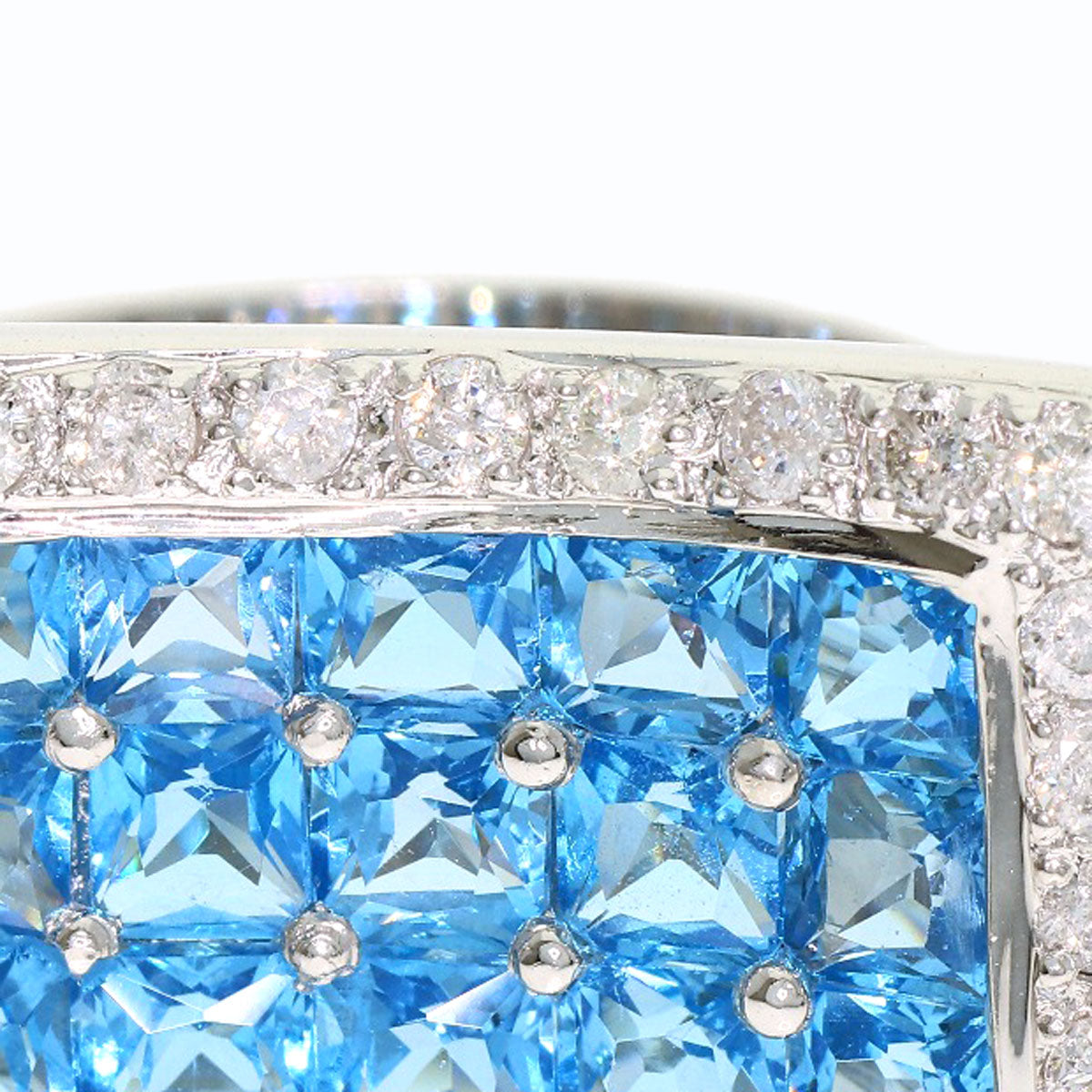 3.9ct Blue Topaz Diamond Ring K18 White Gold 11.9g　Ladies