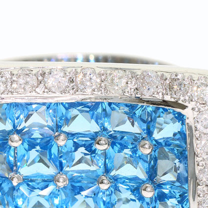 3.9ct Blue Topaz Diamond Ring K18 White Gold 11.9g　Ladies